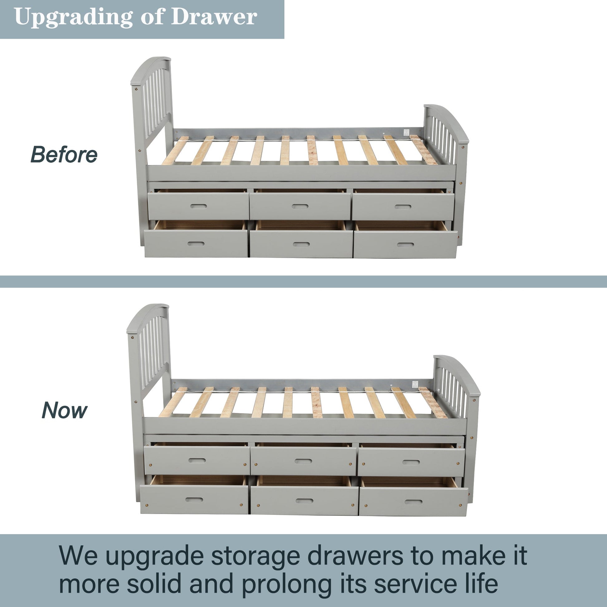 Orisfur Twin Bed Frame With Drawers, Constructed From Solid Wood (SG000120EAA) - Direct Wicker