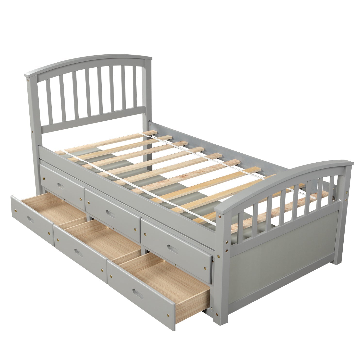 Orisfur Twin Bed Frame With Drawers, Constructed From Solid Wood (SG000120EAA) - Direct Wicker