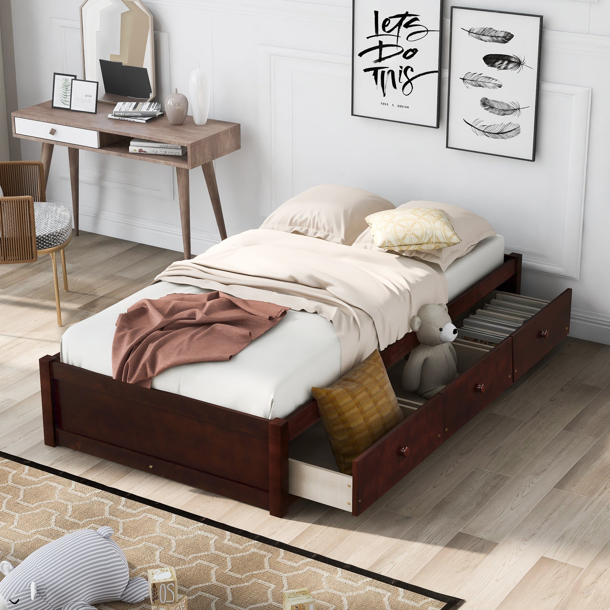 Orisfur. Twin Size Platform Storage Bed with 3 Drawers (WF193634AAD) - Direct Wicker