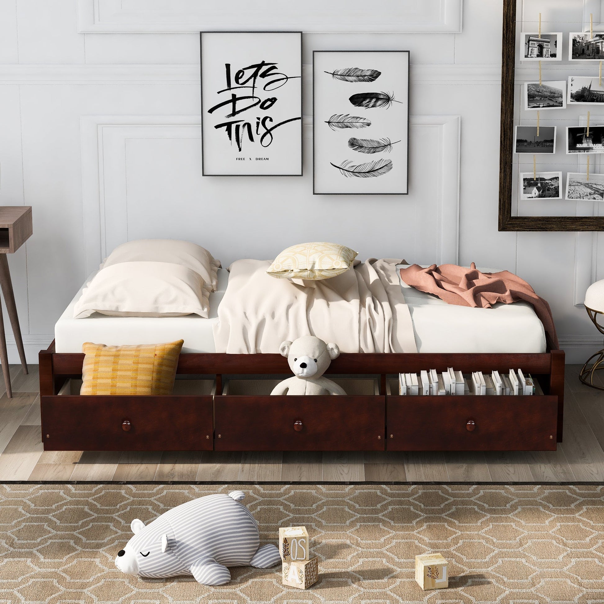Orisfur. Twin Size Platform Storage Bed with 3 Drawers (WF193634AAD) - Direct Wicker