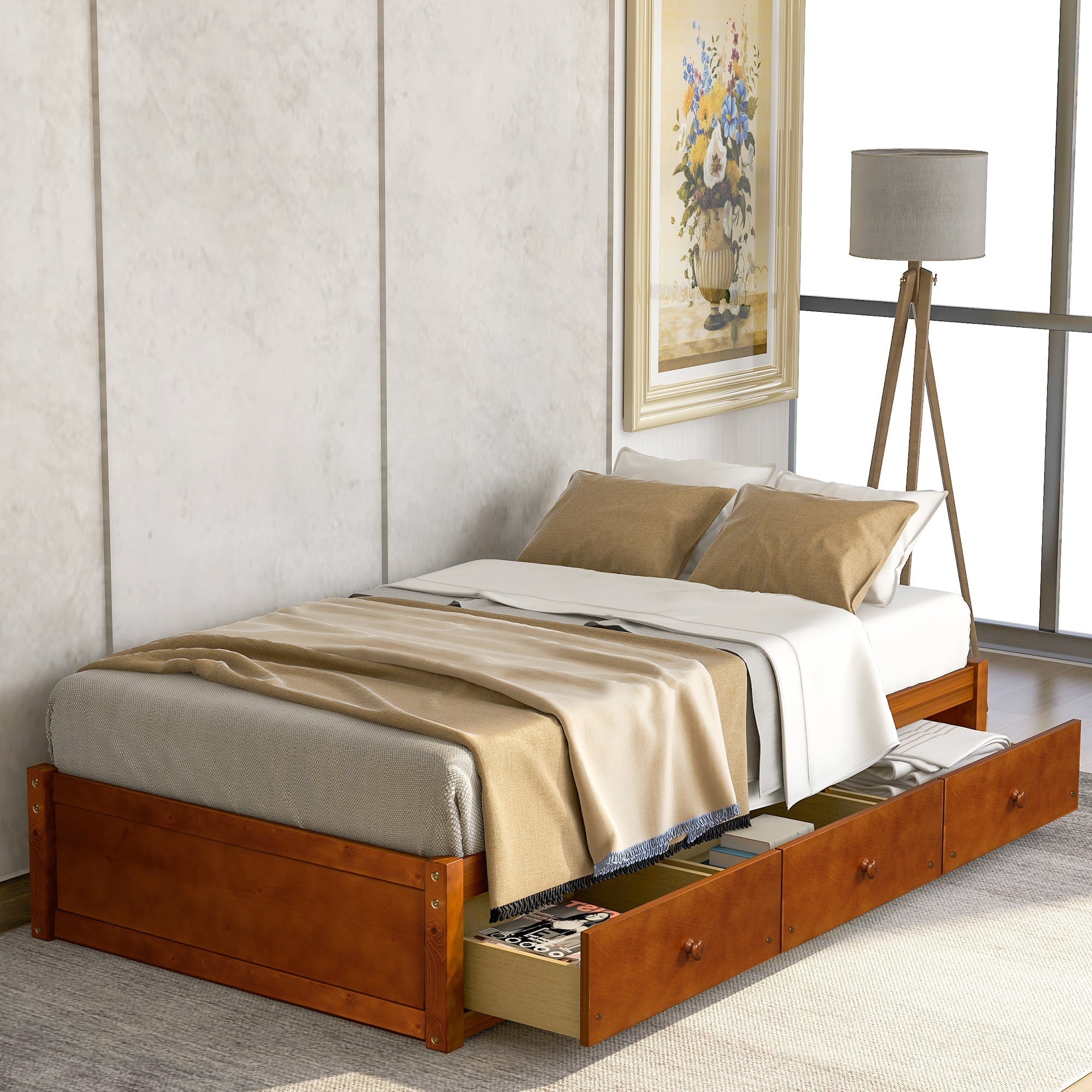 Orisfur. Twin Size Platform Storage Bed with 3 Drawers (WF193634AAL) - Direct Wicker