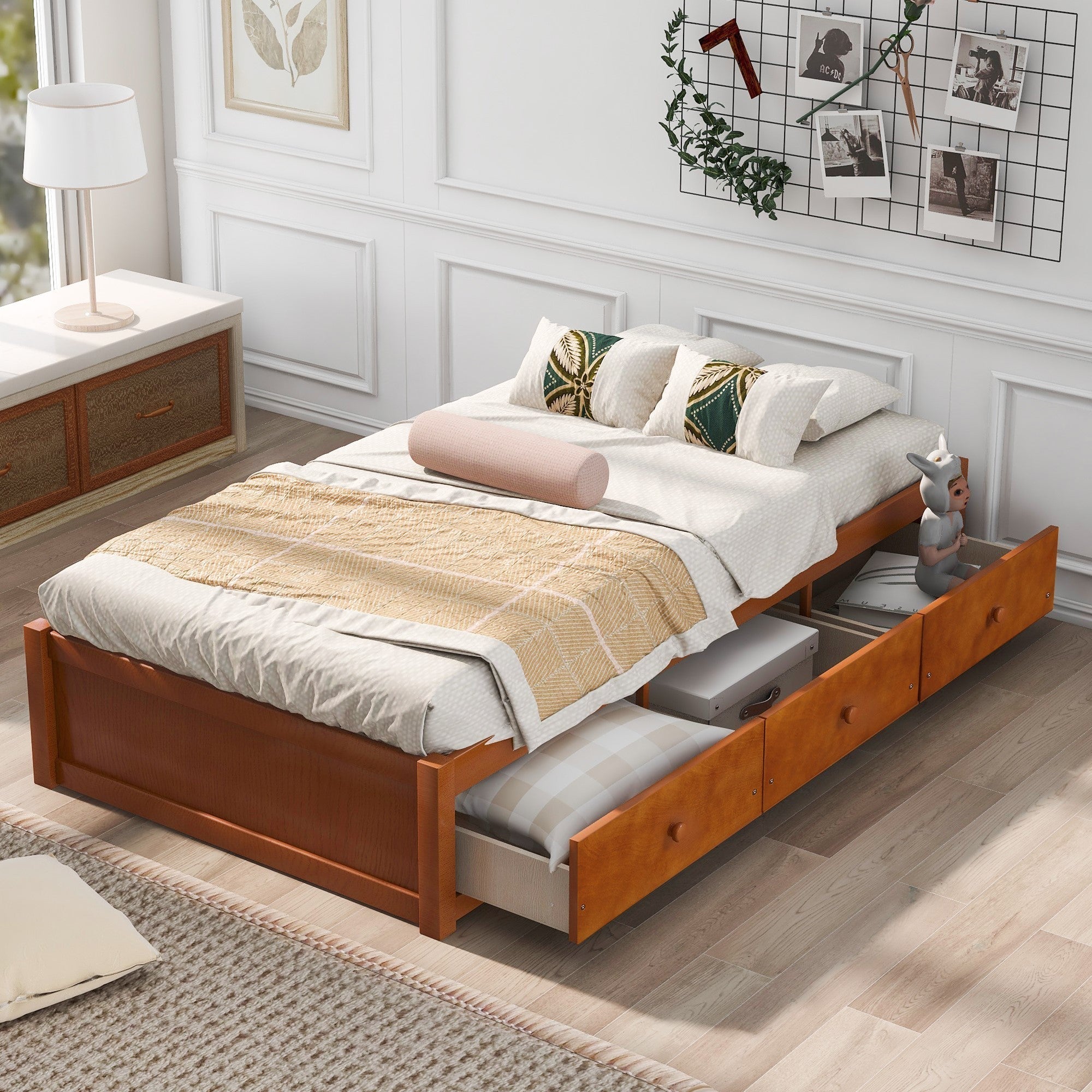 Orisfur. Twin Size Platform Storage Bed with 3 Drawers (WF193634AAL) - Direct Wicker