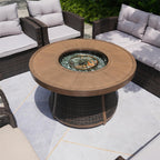 Outdoor 42" Round Gas Fire Pit Table – Aluminum Frame & Rattan Base (G3R521E) - Direct Wicker