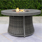 Outdoor 42" Round Gas Fire Pit Table – Aluminum Frame & Rattan Base (G3R521E) - Direct Wicker