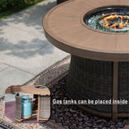 Outdoor 42" Round Gas Fire Pit Table – Aluminum Frame & Rattan Base (G3R521E) - Direct Wicker