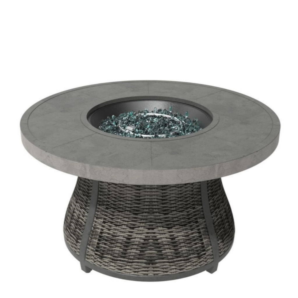 Outdoor 42" Round Gas Fire Pit Table – Aluminum Frame & Rattan Base (G3R521E) - Direct Wicker