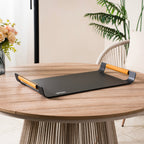 Outdoor Aluminium Serving Tray with Teak Handles - Direct Wicker
