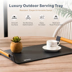 Outdoor Aluminium Serving Tray with Teak Handles - Direct Wicker