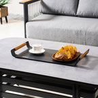 Outdoor Aluminium Serving Tray with Teak Handles - Direct Wicker