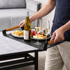 Outdoor Aluminium Serving Tray with Teak Handles - Direct Wicker