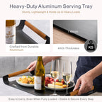Outdoor Aluminium Serving Tray with Teak Handles - Direct Wicker