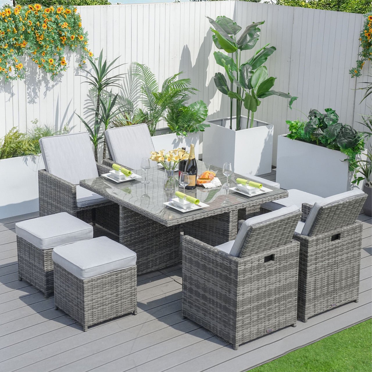 Outdoor Armchairs with Ottomans (PAD - 3233B - C&O) - Direct Wicker