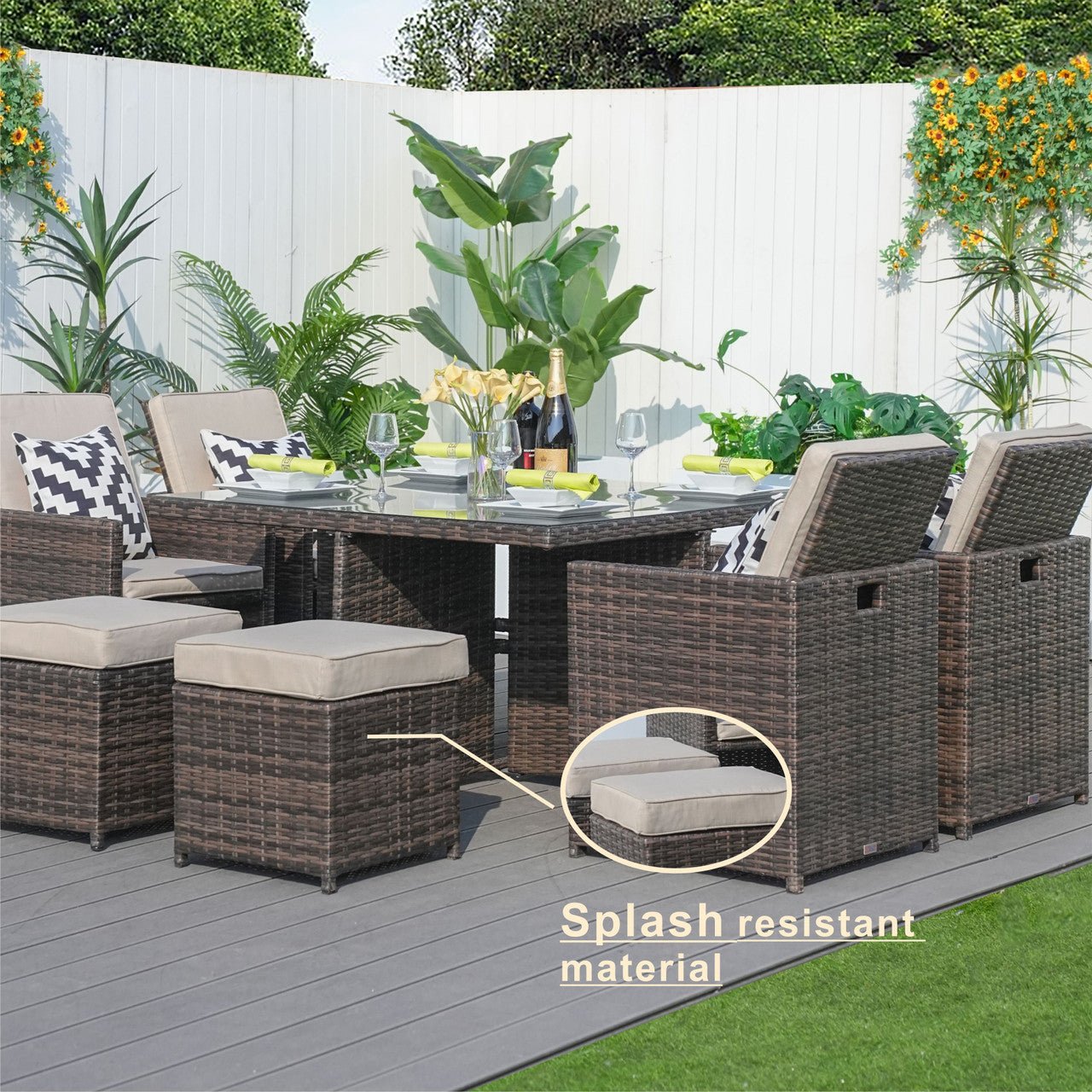 Outdoor Armchairs with Ottomans (PAD - 3233B - C&O) - Direct Wicker