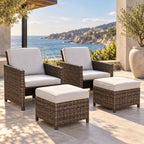 Outdoor Armchairs with Ottomans (PAD-3233B-C&O) - Direct Wicker