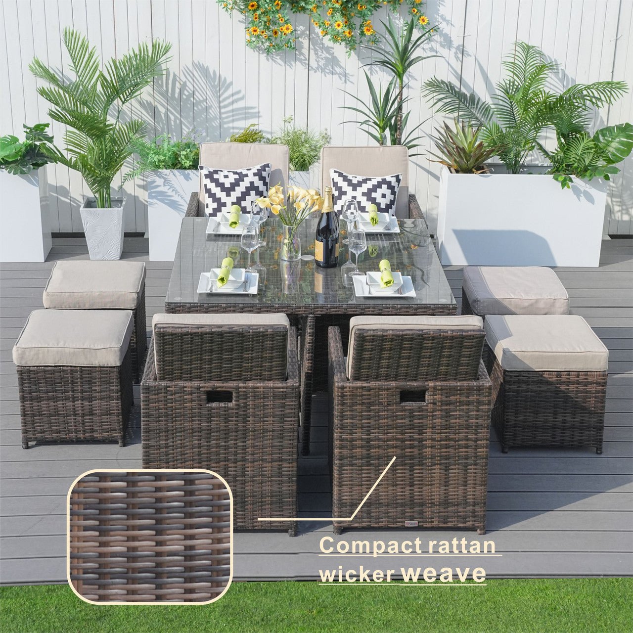 Outdoor Armchairs with Ottomans (PAD - 3233B - C&O) - Direct Wicker