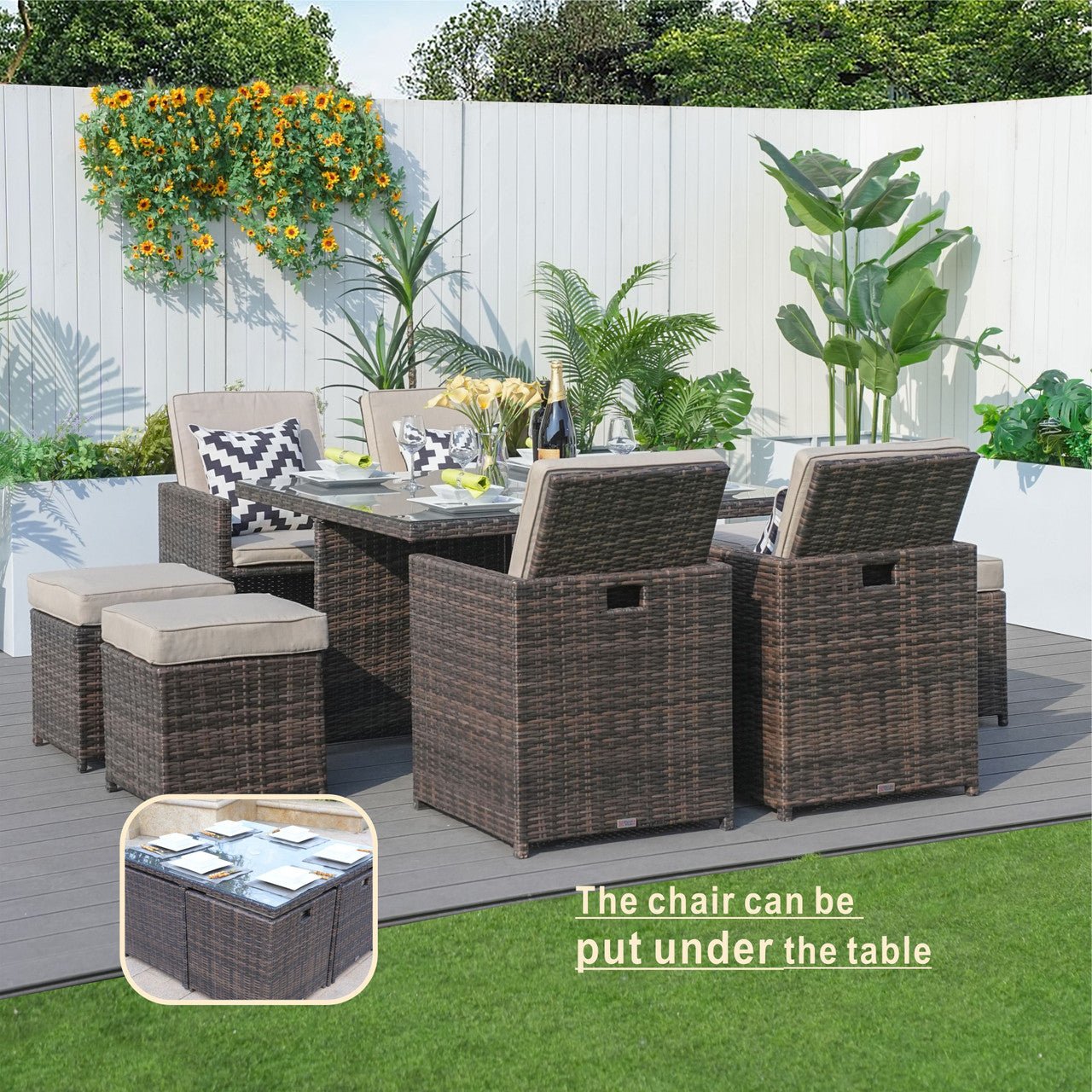 Outdoor Armchairs with Ottomans (PAD - 3233B - C&O) - Direct Wicker