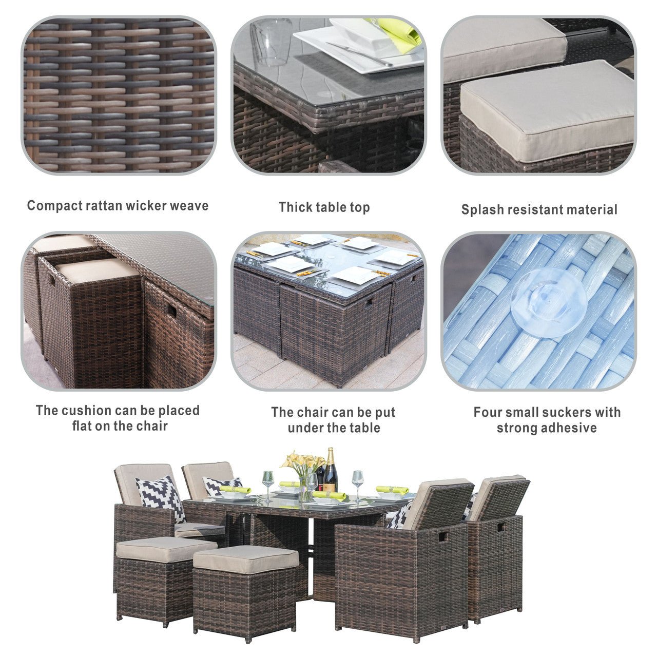 Outdoor Armchairs with Ottomans (PAD - 3233B - C&O) - Direct Wicker