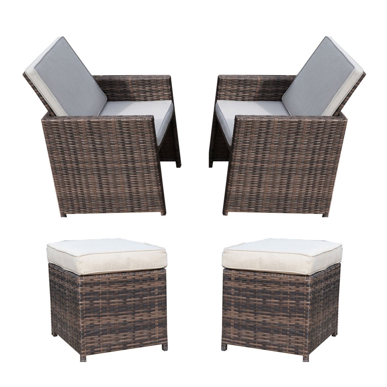 Outdoor Armchairs with Ottomans (PAD - 3233B - C&O) - Direct Wicker