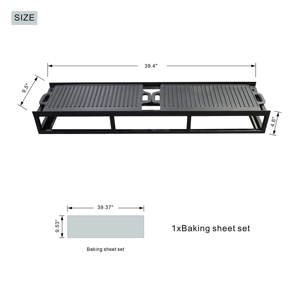 Outdoor BBQ Grill Shelf Set - Includes Grill Rack and 2 Pans for PAG - 1106 Firepit Tables (PAB - 001) - Direct Wicker