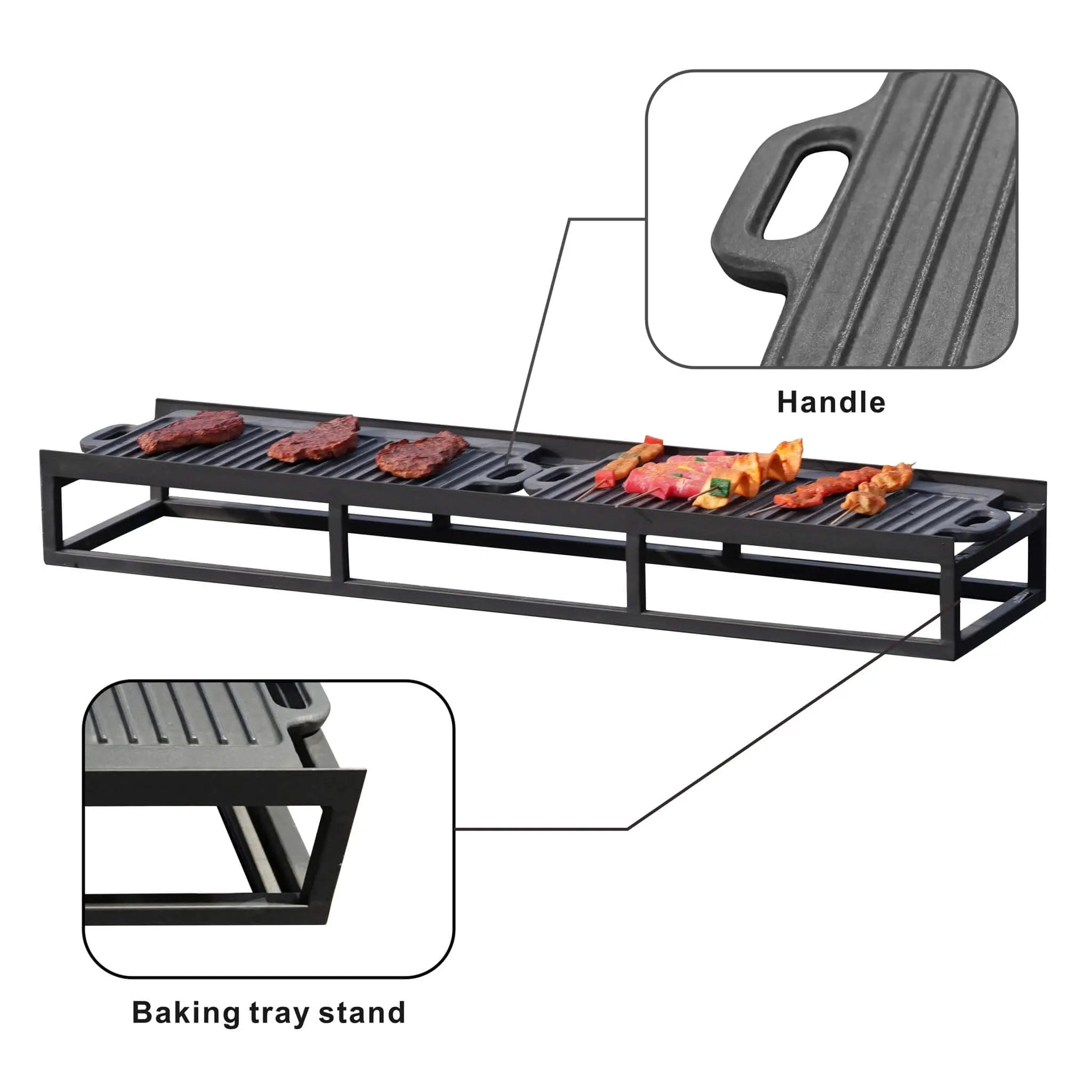 Outdoor BBQ Grill Shelf Set - Includes Grill Rack and 2 Pans for PAG - 1106 Firepit Tables (PAB - 001) - Direct Wicker