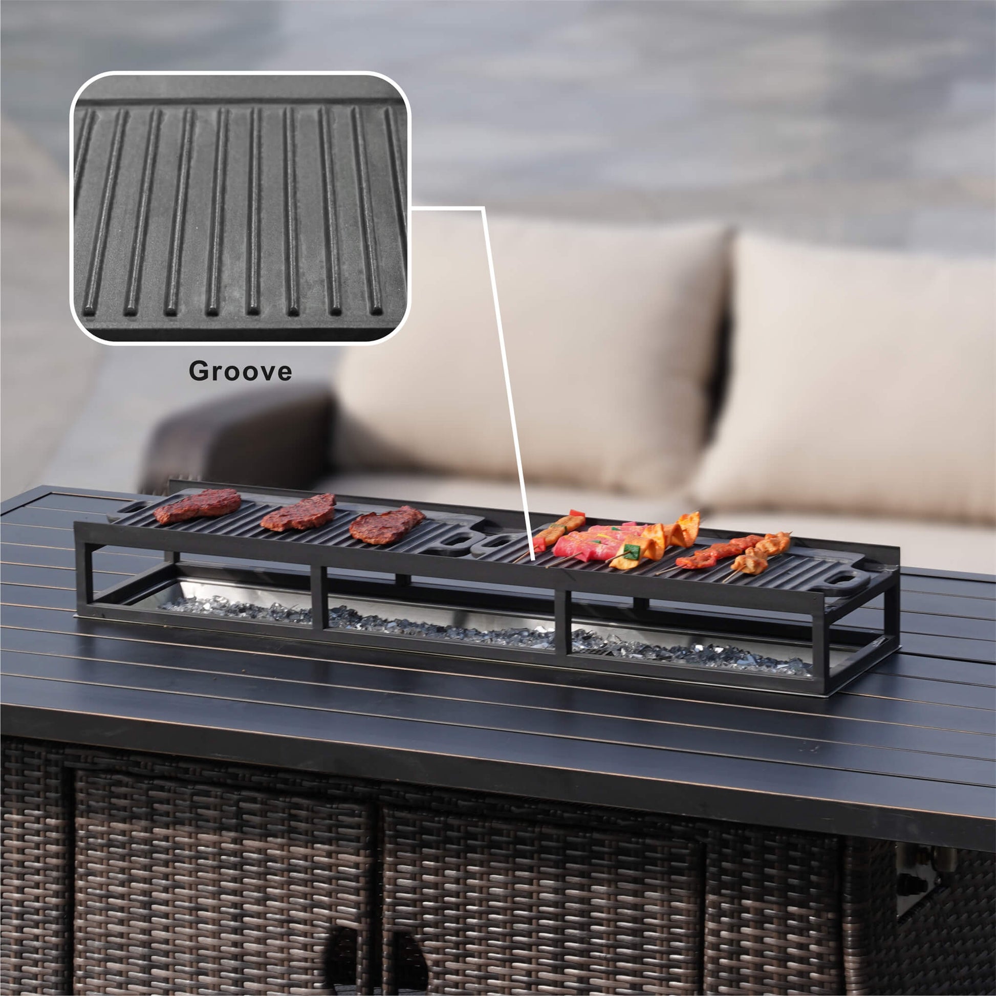 Outdoor BBQ Grill Shelf Set - Includes Grill Rack and 2 Pans for PAG - 1106 Firepit Tables (PAB - 001) - Direct Wicker
