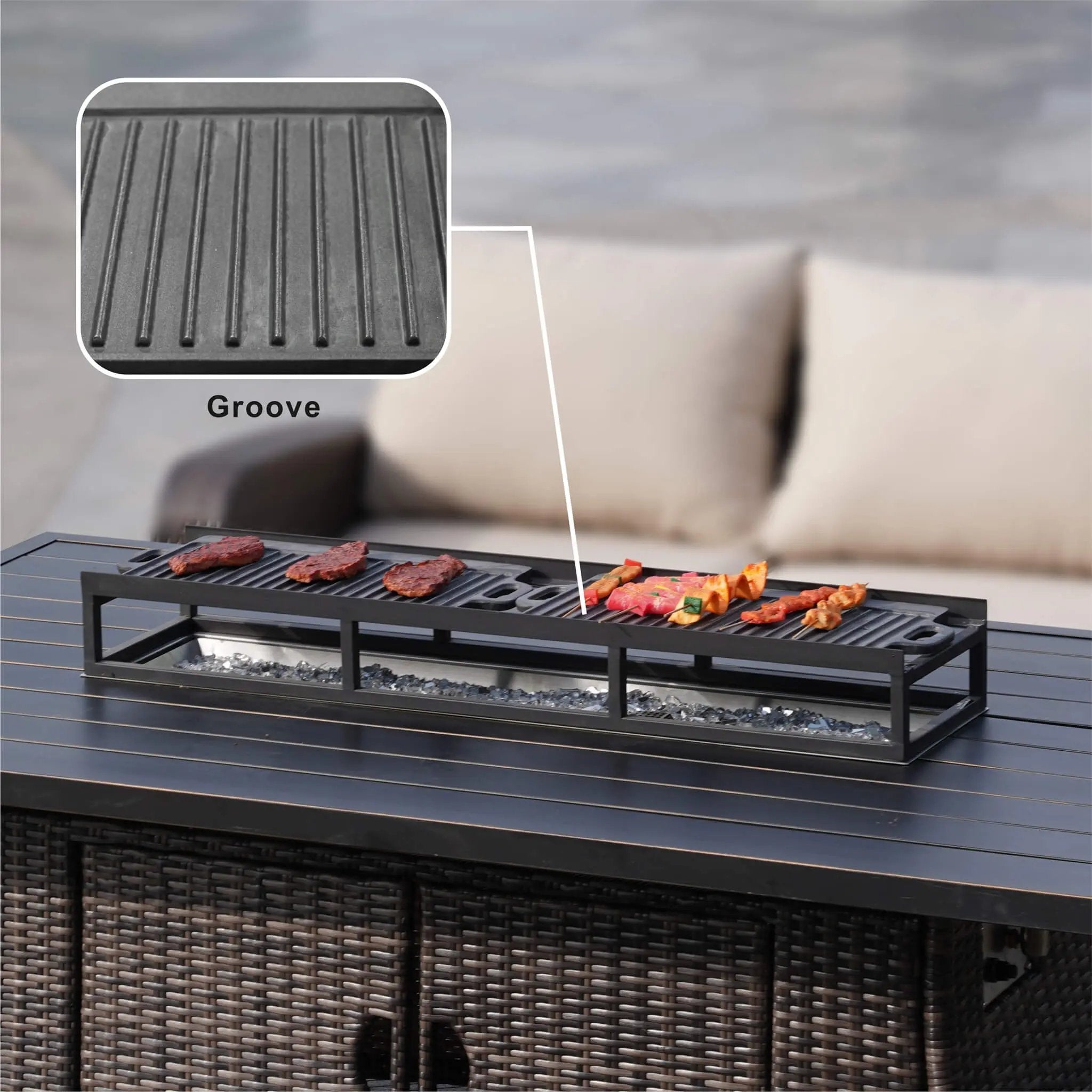 Outdoor BBQ Grill Shelf Set - Includes Grill Rack and 2 Pans for PAG - 1106 Firepit Tables (PAB - 001) - Direct Wicker