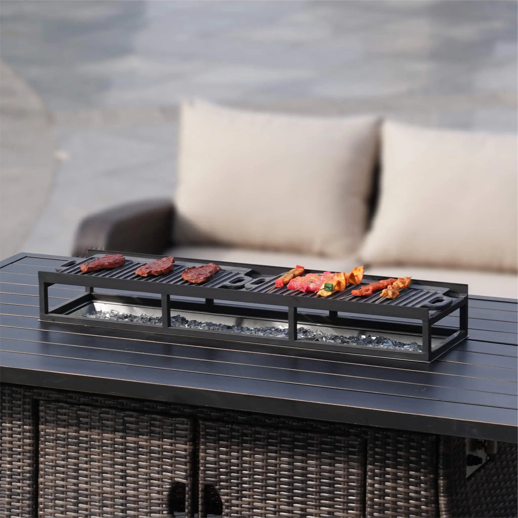 Outdoor BBQ Grill Shelf Set - Includes Grill Rack and 2 Pans for PAG - 1106 Firepit Tables (PAB - 001) - Direct Wicker