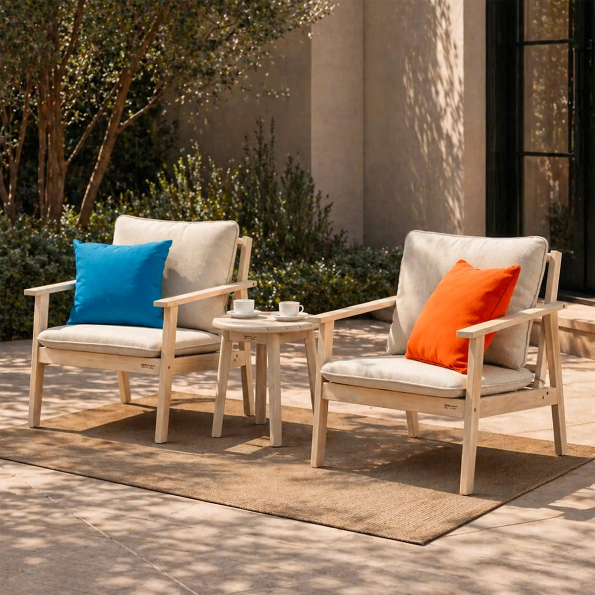 Outdoor Bistro Set – Compact Garden Table and Chairs for Patio, Balcony or Small Space (PAS-2528-SS2+ST) - Direct Wicker
