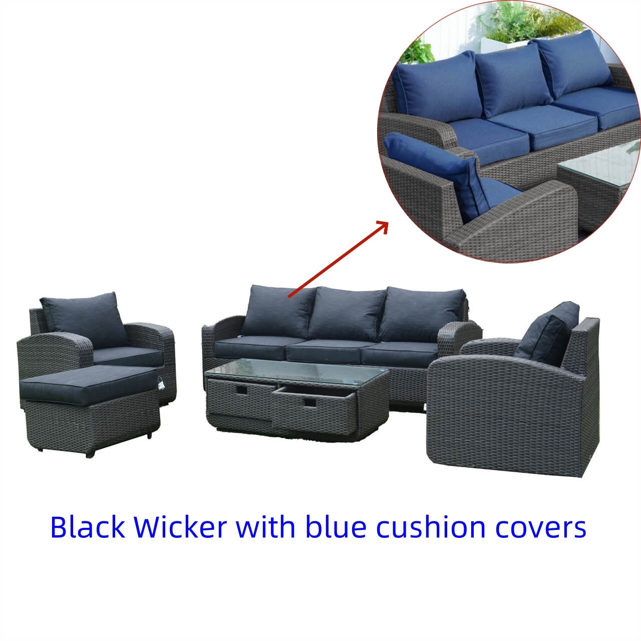 Outdoor Conversation 5 - Seater Sofa Set (PAS - 1515) - Direct Wicker
