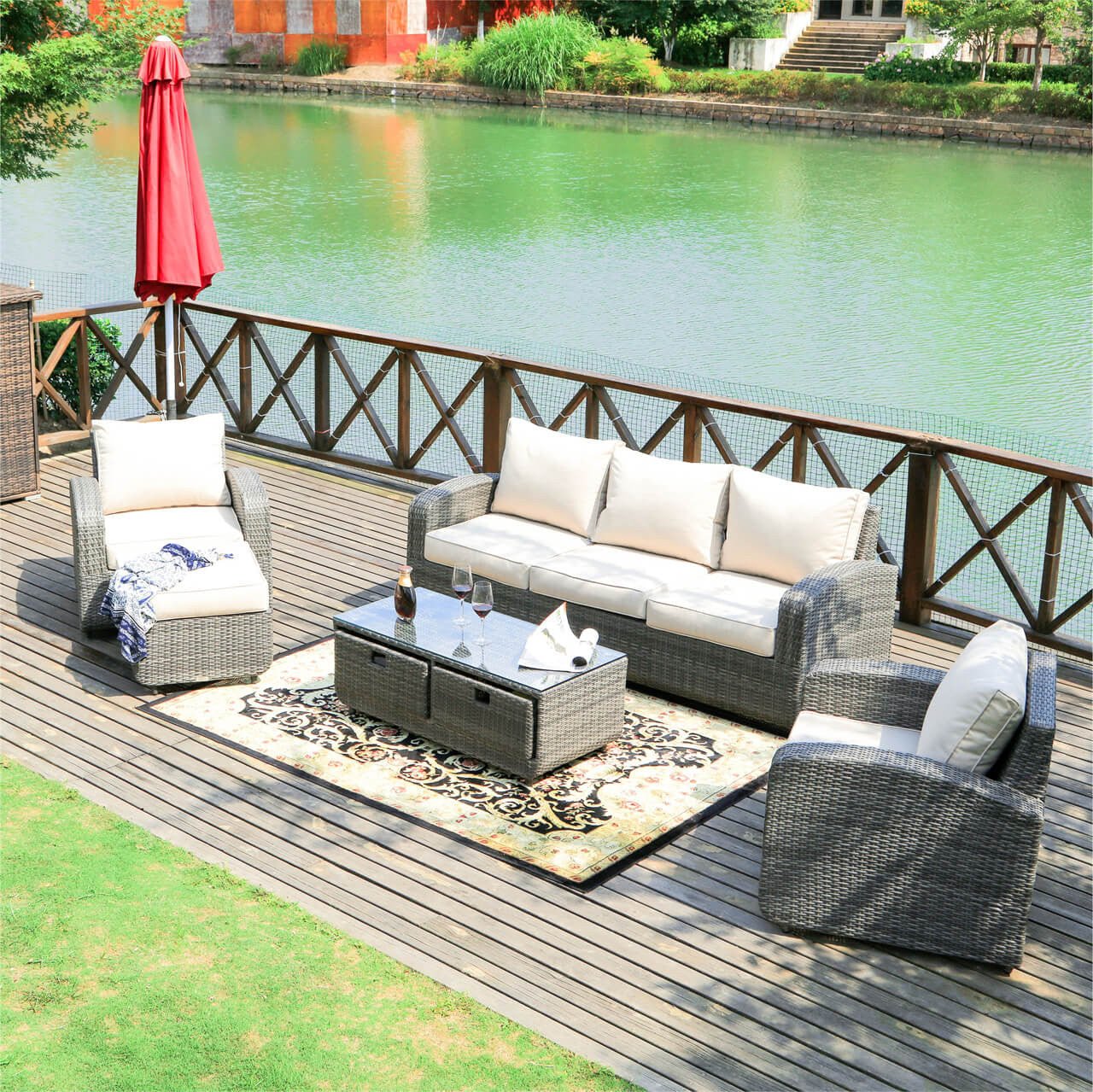 Outdoor Conversation 5 - Seater Sofa Set (PAS - 1515) - Direct Wicker