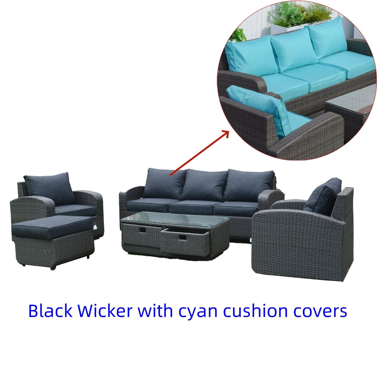 Outdoor Conversation 5 - Seater Sofa Set (PAS - 1515) - Direct Wicker