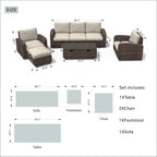 Outdoor Conversation 5 - Seater Sofa Set (PAS - 1515) - Direct Wicker