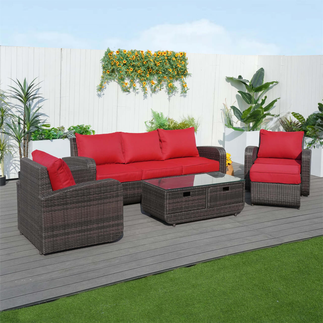 Outdoor Conversation 5 - Seater Sofa Set (PAS - 1515) - Direct Wicker