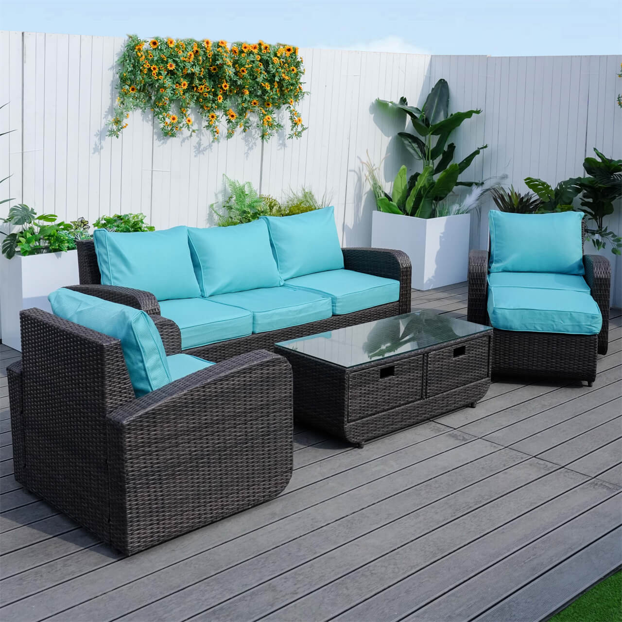 Outdoor Conversation 5 - Seater Sofa Set (PAS - 1515) - Direct Wicker