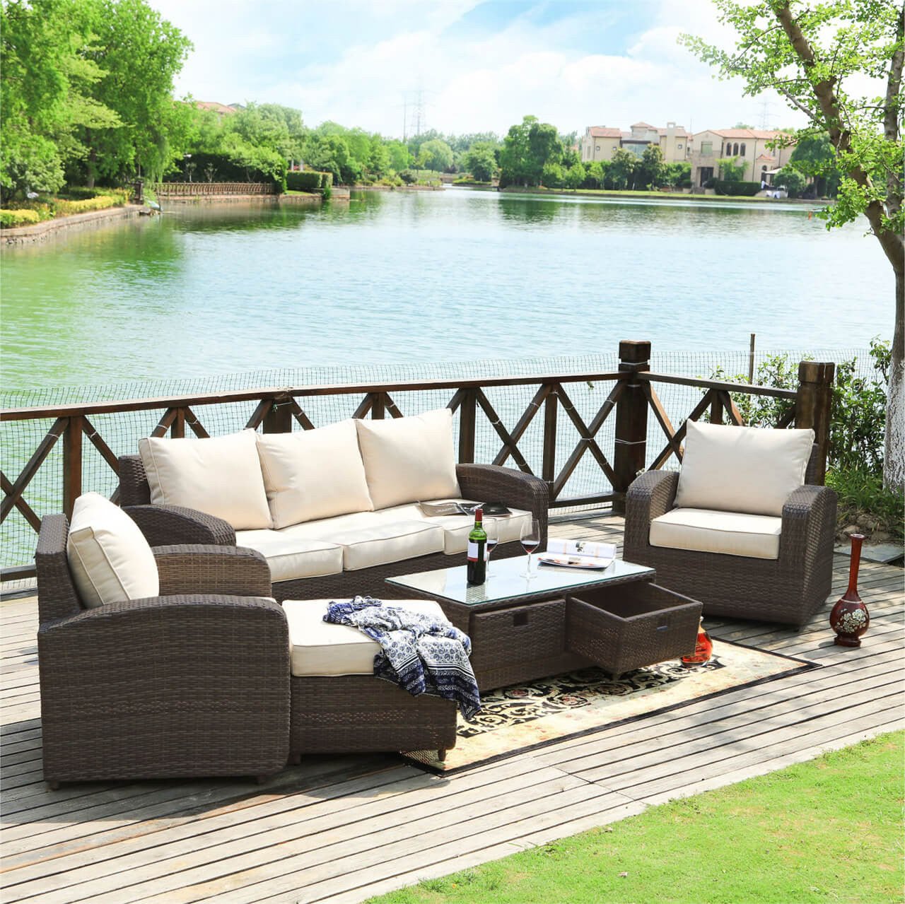 Outdoor Conversation 5 - Seater Sofa Set (PAS - 1515) - Direct Wicker