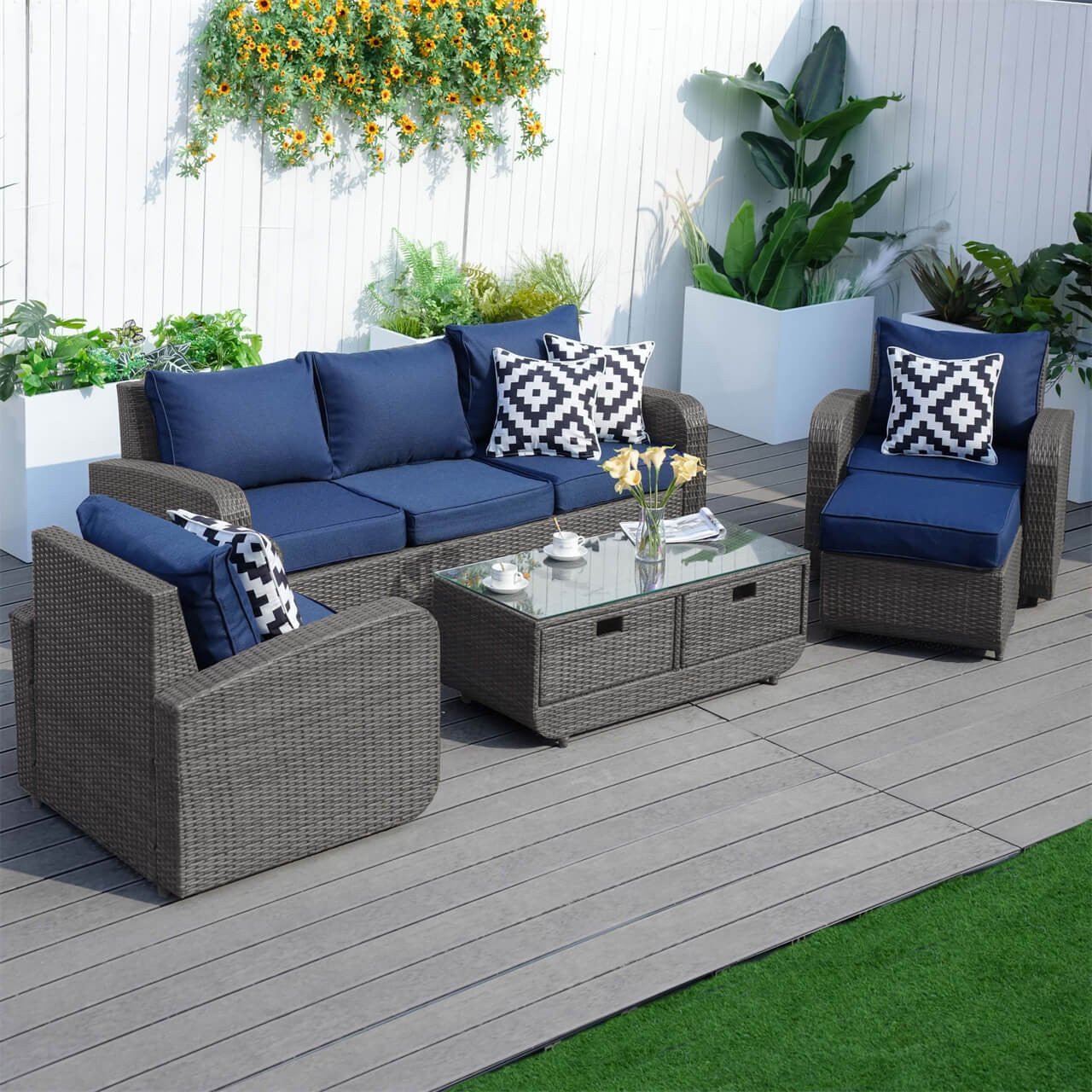 Outdoor Conversation 5 - Seater Sofa Set (PAS - 1515) - Direct Wicker