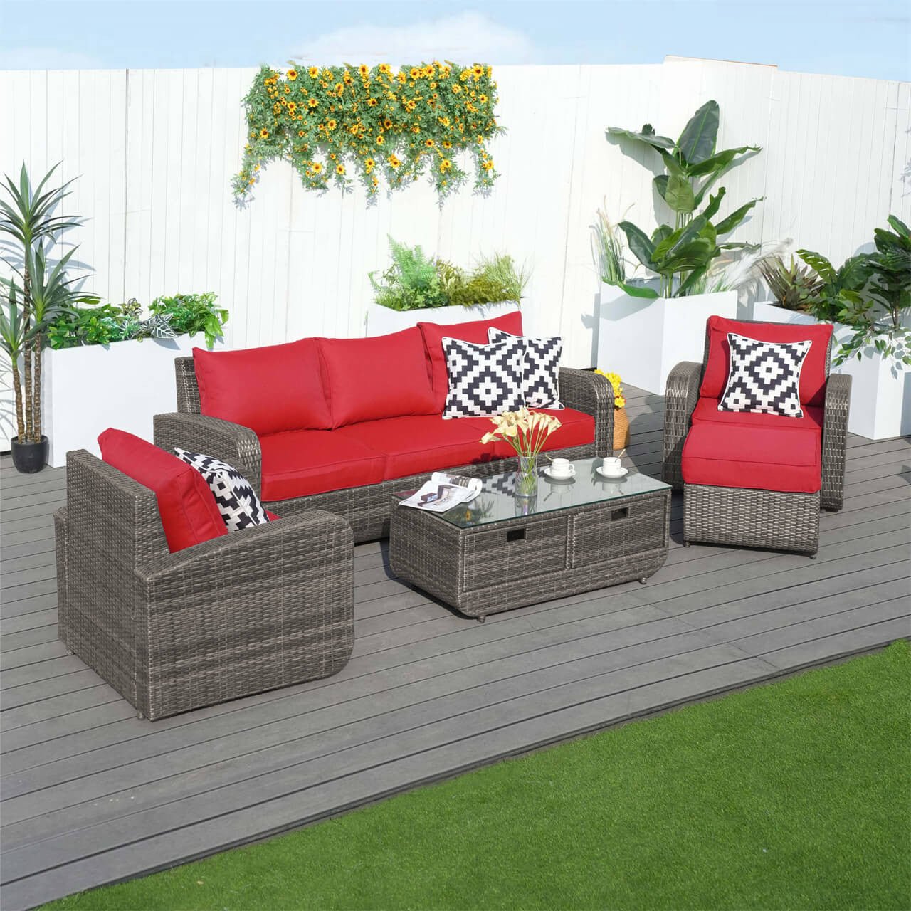 Outdoor Conversation 5 - Seater Sofa Set (PAS - 1515) - Direct Wicker