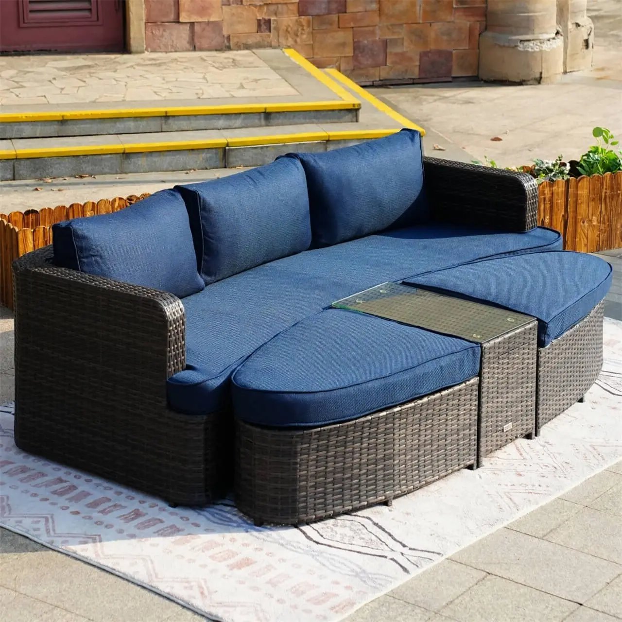 Outdoor Daybed, Rattan Furniture Set, High-Quality Aluminum Daybed (PAL-1202) - Direct Wicker