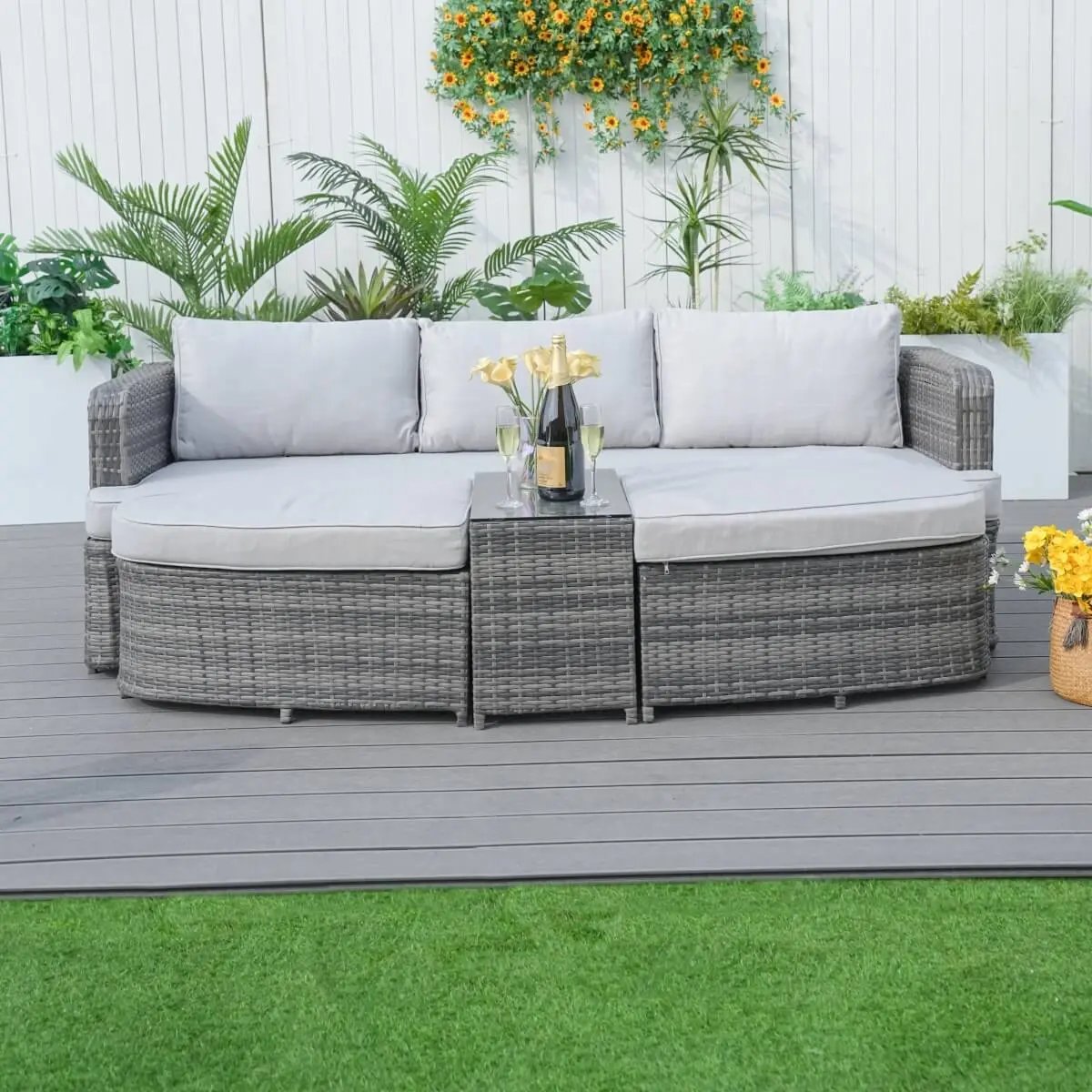 Outdoor Daybed, Rattan Furniture Set, High-Quality Aluminum Daybed (PAL-1202) - Direct Wicker