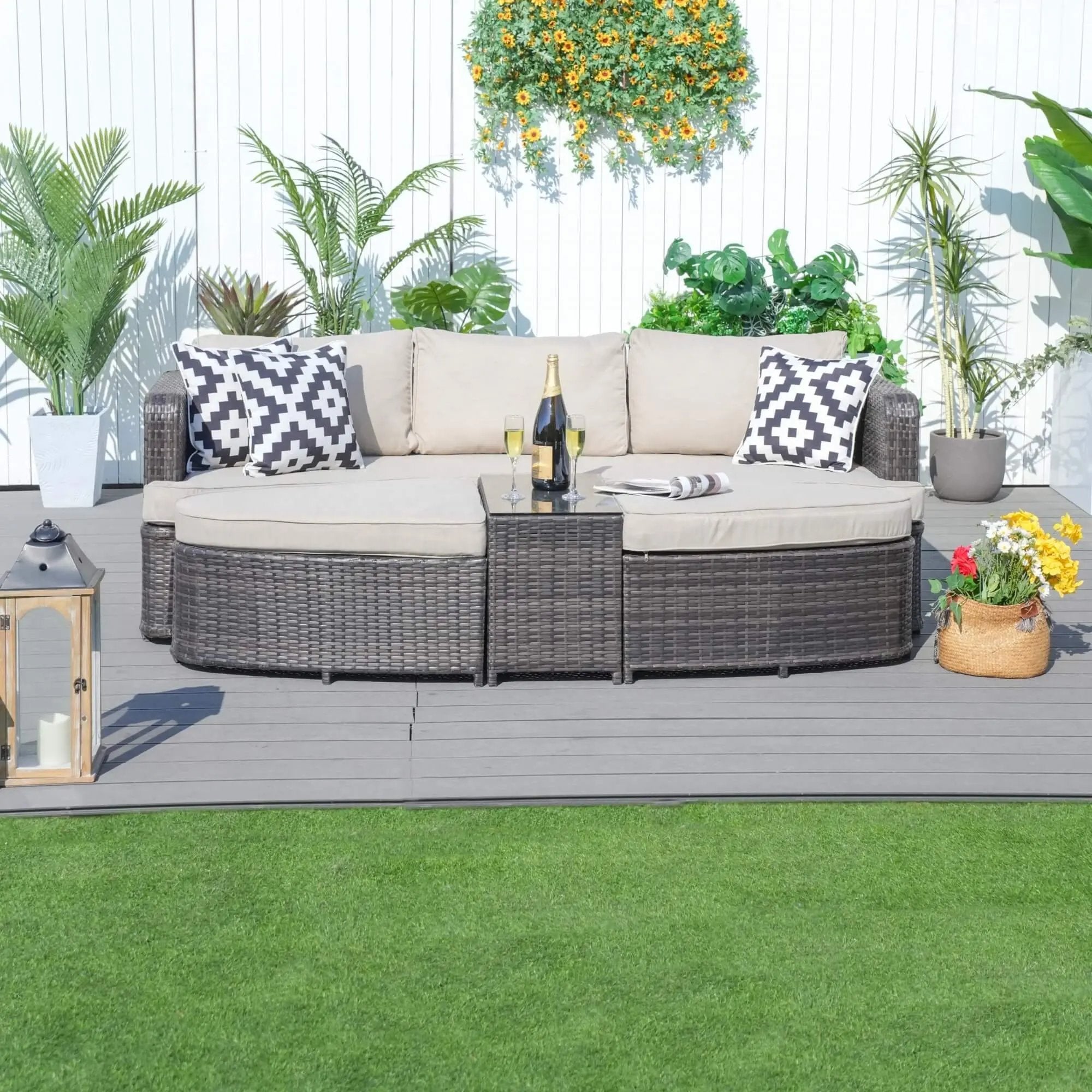 Outdoor Daybed, Rattan Furniture Set, High-Quality Aluminum Daybed (PAL-1202) - Direct Wicker