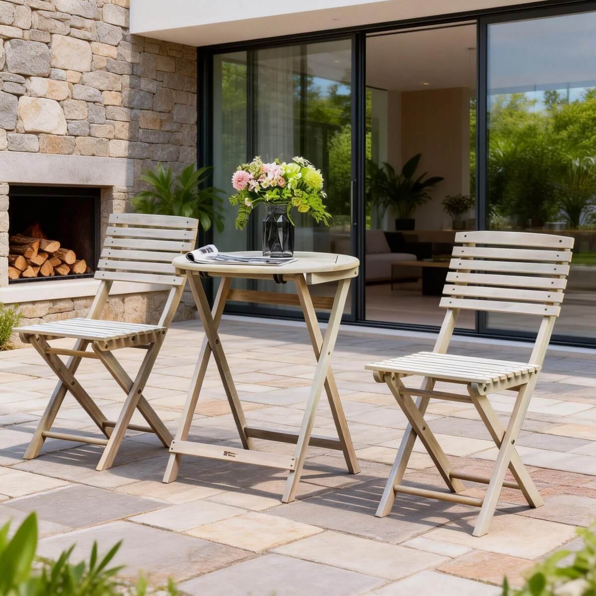 Outdoor Dining Set – Round Table with Chairs for Garden, Patio or Balcony - Direct Wicker