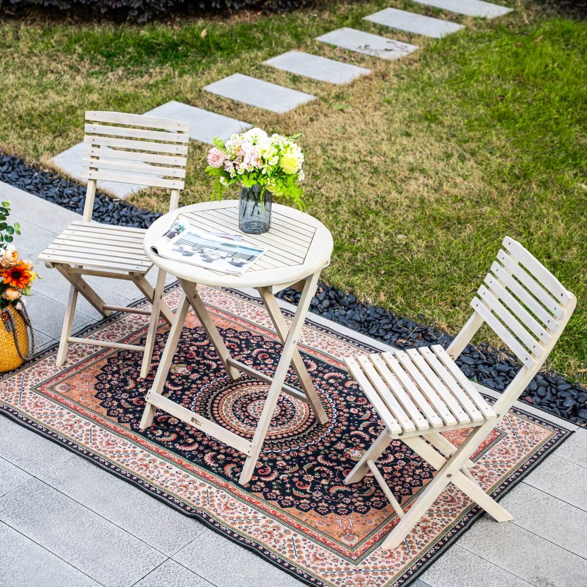Outdoor Dining Set – Round Table with Chairs for Garden, Patio or Balcony - Direct Wicker