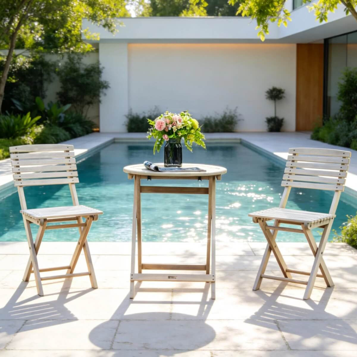 Outdoor Dining Set – Round Table with Chairs for Garden, Patio or Balcony - Direct Wicker