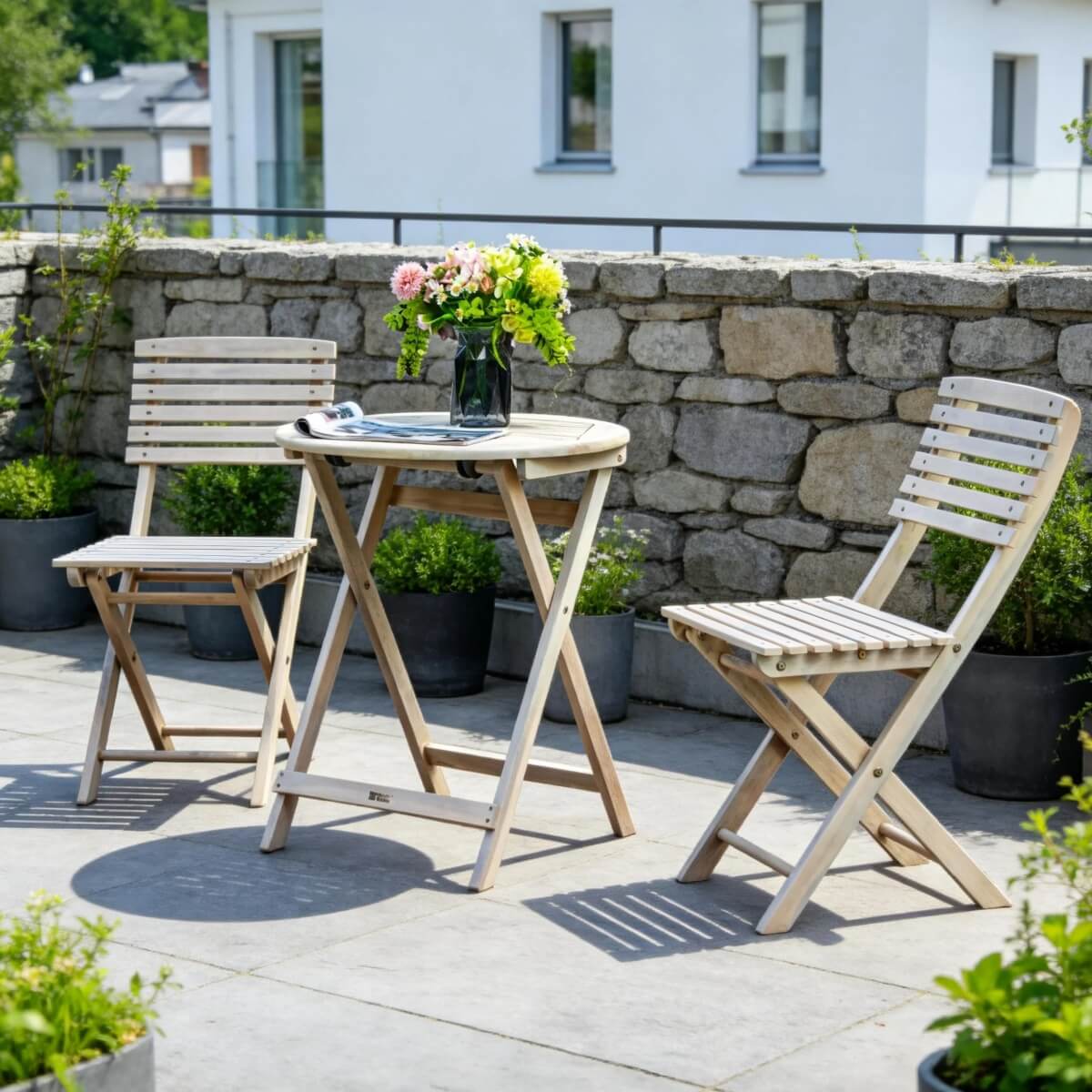 Outdoor Dining Set – Round Table with Chairs for Garden, Patio or Balcony - Direct Wicker