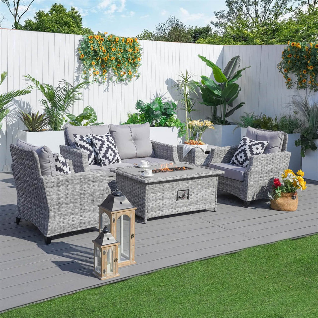 Outdoor Fire Pit Sofa Set 4/5/7 Seat Options (PAF - 1801/02/03) - Direct Wicker