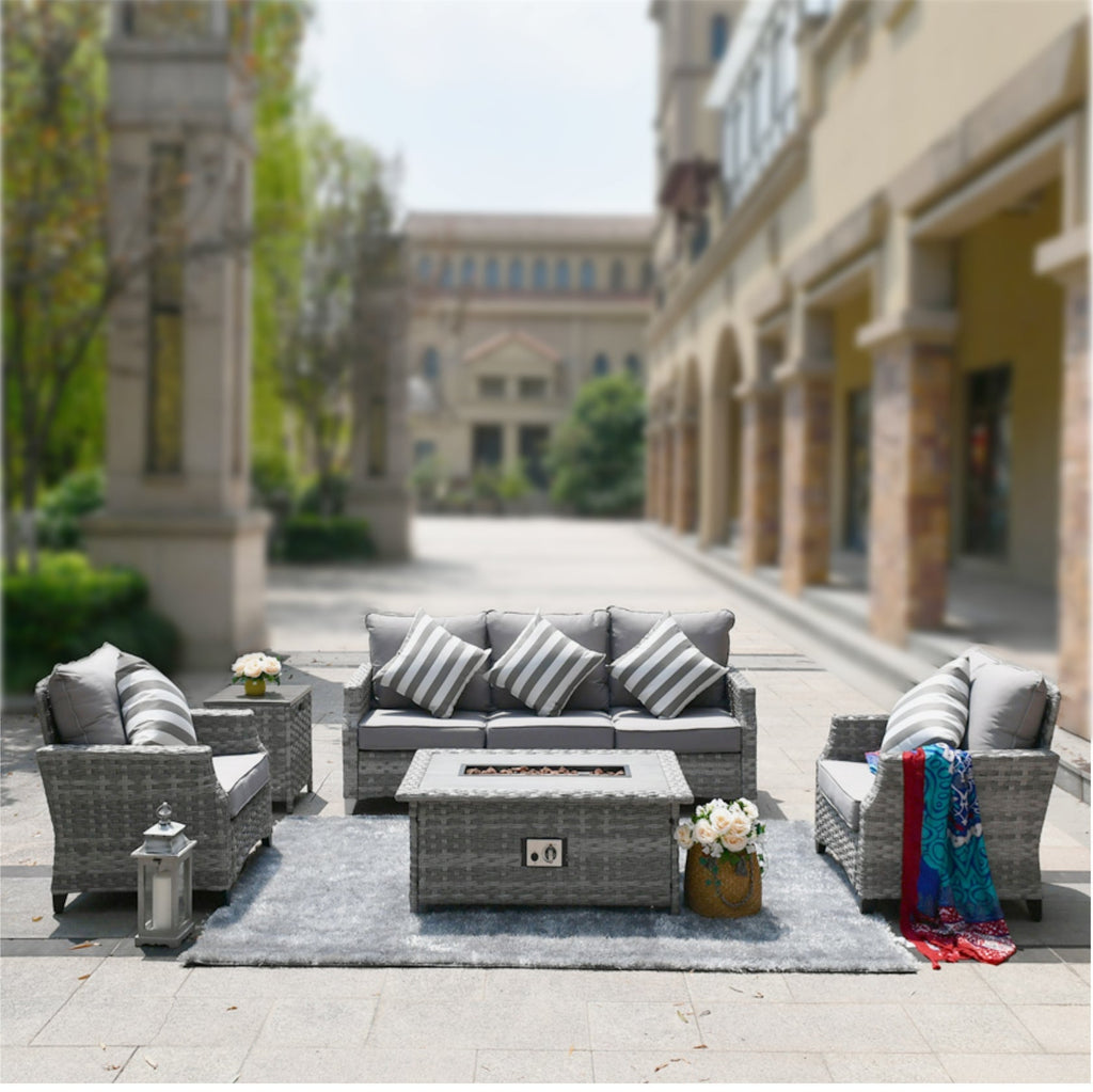 Outdoor Fire Pit Sofa Set 4/5/7 Seat Options (PAF - 1801/02/03) - Direct Wicker