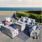 Outdoor Fire Pit Sofa Set 4/5/7 Seat Options (PAF - 1801/02/03) - Direct Wicker
