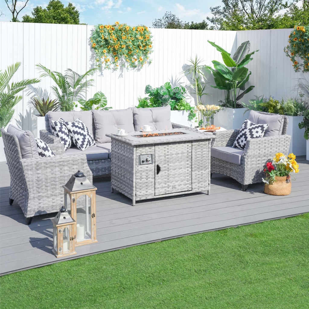 Outdoor Fire Pit Sofa Set 4/5/7 Seat Options (PAF - 1801/02/03) - Direct Wicker