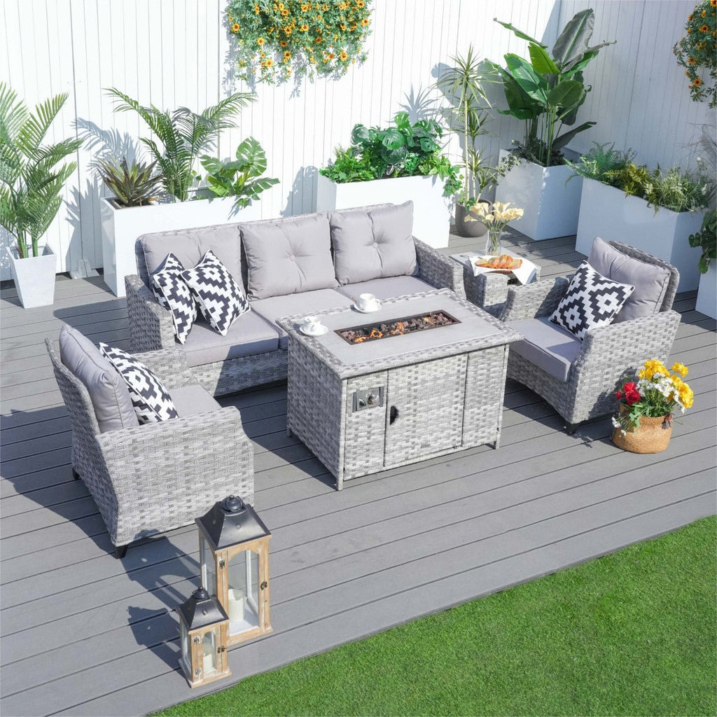Outdoor Fire Pit Sofa Set 4/5/7 Seat Options (PAF - 1801/02/03) - Direct Wicker