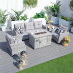 Outdoor Fire Pit Sofa Set 4/5/7 Seat Options (PAF - 1801/02/03) - Direct Wicker